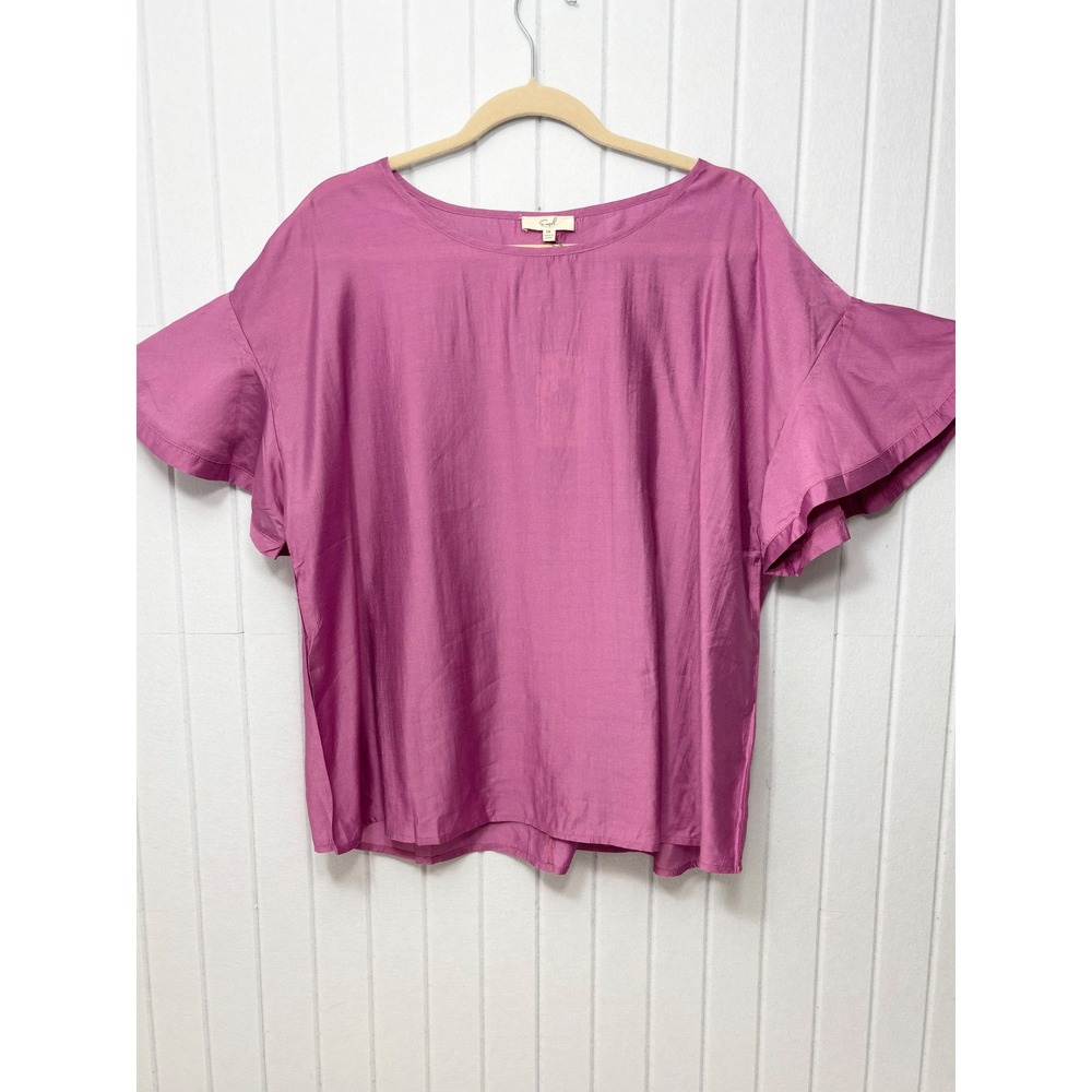 Easel Los Angeles Orchid Purple Ruffle Sleeve Blouse Top 1X‎ NWT